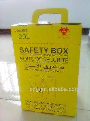 20L Safety box, Disposable Medical Cardboard Safety Box, Safety Box For Syringe,Needles and sharps, 20 Liters