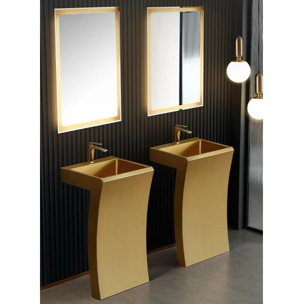 Modern Vanity Stainless Steel Pedestal Sink Floor Standing 7 Shape