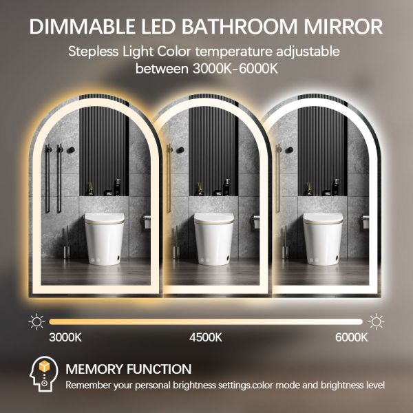 Frameless Smart Touch Screen LED Mirror Wall Mounted Bathroom Vanity Mirror