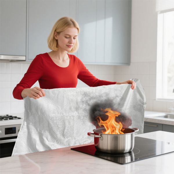 JAT-1101 Fiberglass Fire Blanket EN 1869:2019 Certified 500°C Heat Resistant White Fire Extinguishing Blanket 1m x 1m