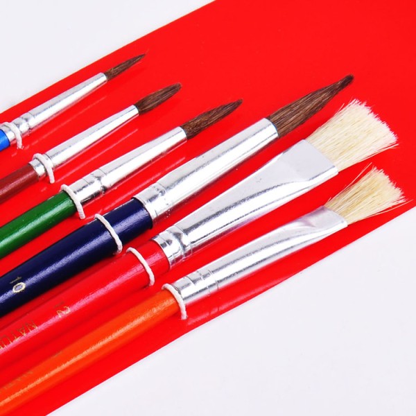 6pcs horse hair paper card with rope wood wholesale painting brush set