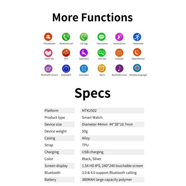 Атлетическое Блуэтоотх вызывая Смартватч полным материалом диапазона кожи экрана касания