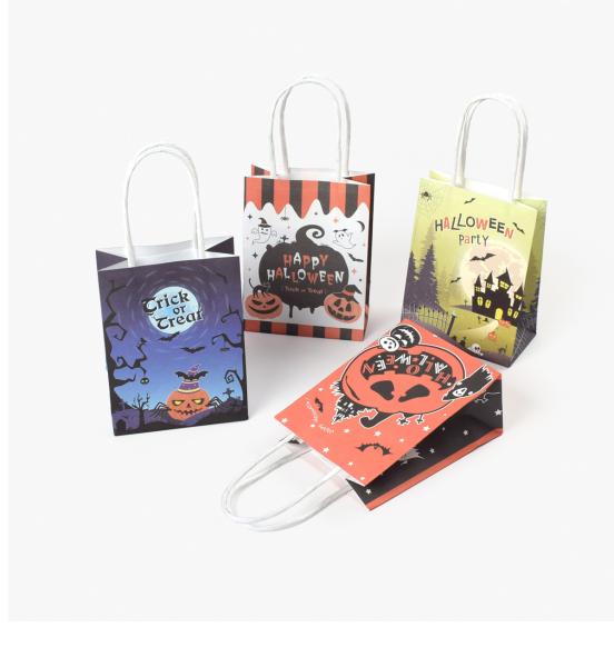 Custom Printed Halloween Kraft Paper Food Bags 10x12in Recycled