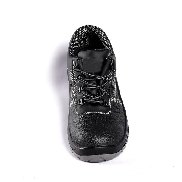 EVA Insole PU Leather Safety Shoes Black Lace Up Leather Steel Toe Puncture Resistance