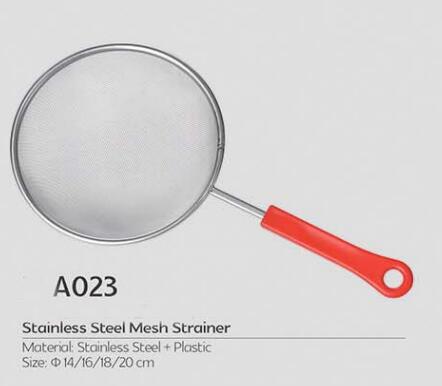 16cm metal cooking tool stainless steel big basket strainer with plastic metal,silicone handle with FDA certificate