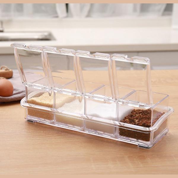 Кухня 4 ясной акриловой части коробки специи для приправляя хранения Condiment