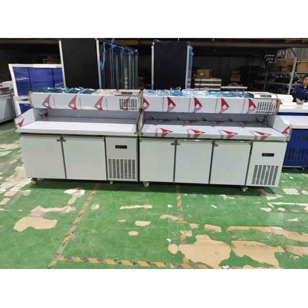 1.8M Salad Worktable 3 Doors Undercounter Refrigerated Pizza Prep Table with Top Display