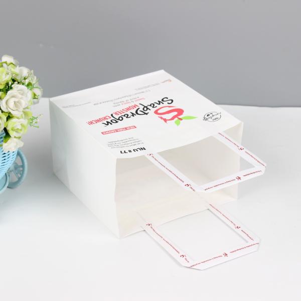 Mini bolso de papel Kraft blanco para llevar con logotipo para impresión personalizada