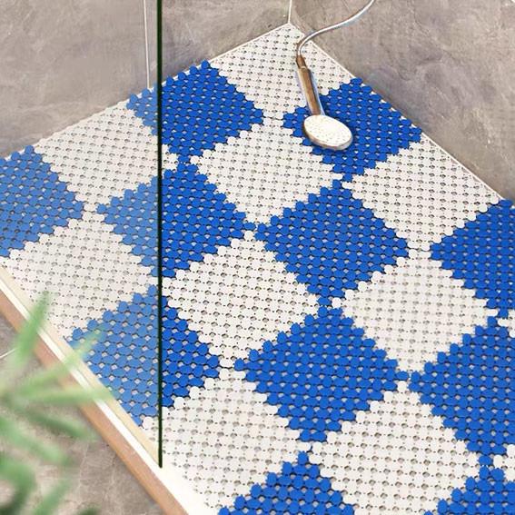 Esteira 20CM do assoalho do banheiro do deslizamento da sala branca azul da sauna anti