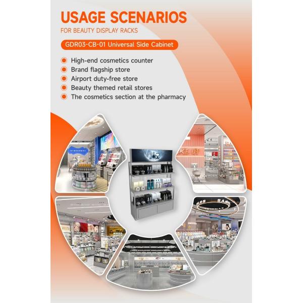 GDR03-CB-01 Universal Side Cabinet with Soft Film Light Box and Black Aluminum Price Tag Holder for Specialty Beauty Stores