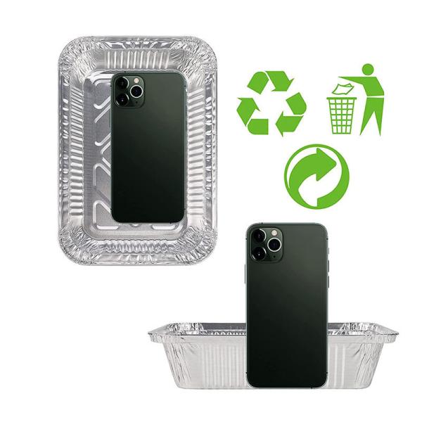 Hotsale Food Grade Custom Logo Rectangle Aluminum Takeaway Foil Food Containers Silver Foil Baking Pan/Trays