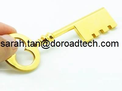 High Quality Golden Metal Key Shaped USB Flash Drive, 100% Real Capacity Guaranteed