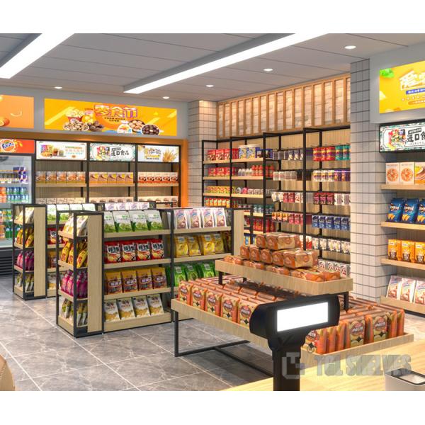 Powder Coating Wooden Retail Shelving , Retail Display Shelves 600×600×1300mm Size