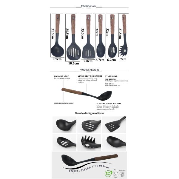 7-Piece Stainless Steel Kitchenware Set Nylon Cooking Utensils and Custom Logo Option