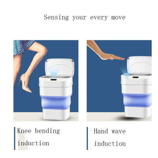 Factory Direct Sales New Foldable IPX5 Waterproof Rectangular Intelligent Electronic Plastic Sensor Trash Can