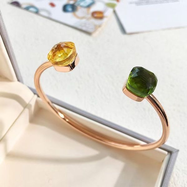 Simple-Style Natural Gemstone Citrine and Jade Bracelet