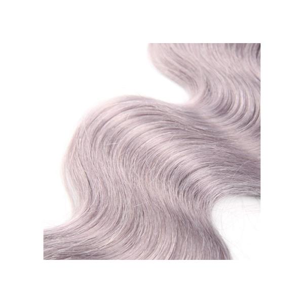 Virgin Hair Weave Brazilian Grey Purple Top Lace Closure 8 Inch To 22 Inch