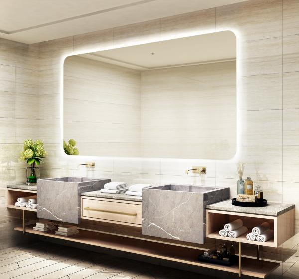 Touch Sensor Frameless Lighted Bathroom Mirror High Reflection Wall Hanging