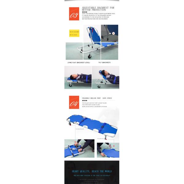 Blue Aluminum Alloy Folding Stretcher Manual Foldable Canvas Stretcher