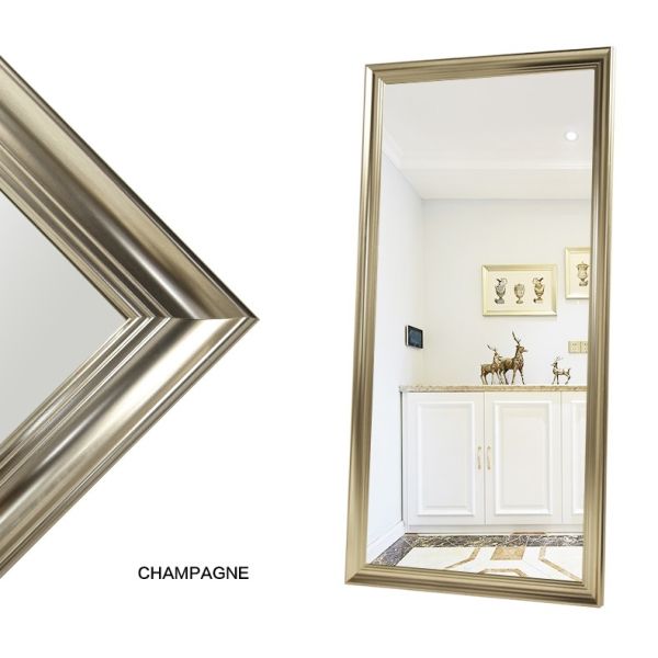 Luxury Baroque Style Full Length Mirror With PS Frame / Copper Free Silver Glass