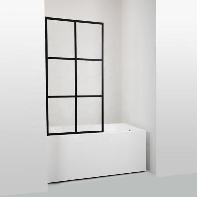 Safety Round Corner 6mm 8mm 10mm Black Grid Tempered Glass for Shower Bathroom Door