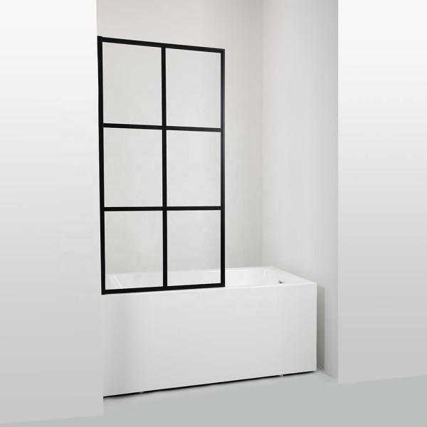 Safety Round Corner 6mm 8mm 10mm Black Grid Tempered Glass for Shower Bathroom Door