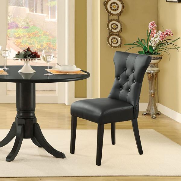 Modern Tufted Faux Leather Dining Room Chairs Upholstered Black Simplicity