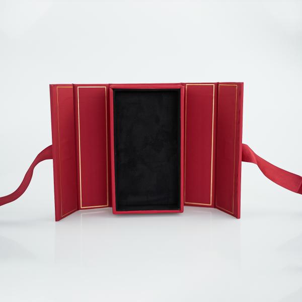 Personalized Gift Boxes Paper Package Double Door Open Necklace Packaging Jewelry Box With Ribbon
