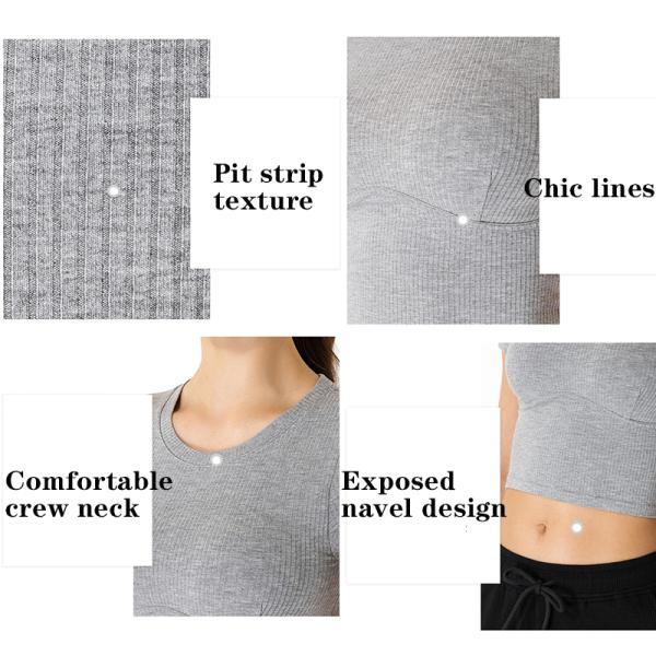 Navel Exposed Short Sleeve Ladies Yoga Tops XL 2XL Skin Friendly