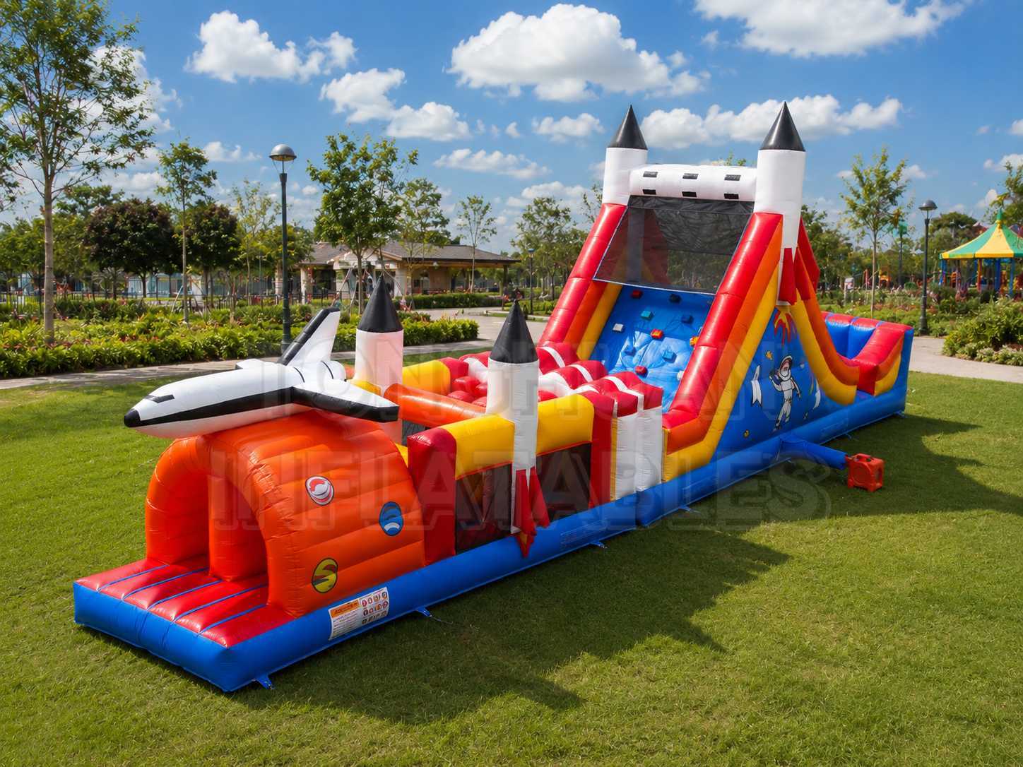 Outdoor Inflatable Obstacle Course Custom Space Shuttle Theme Challenge Combo for Parks Malls Festivals Community Events and Family Entertainment