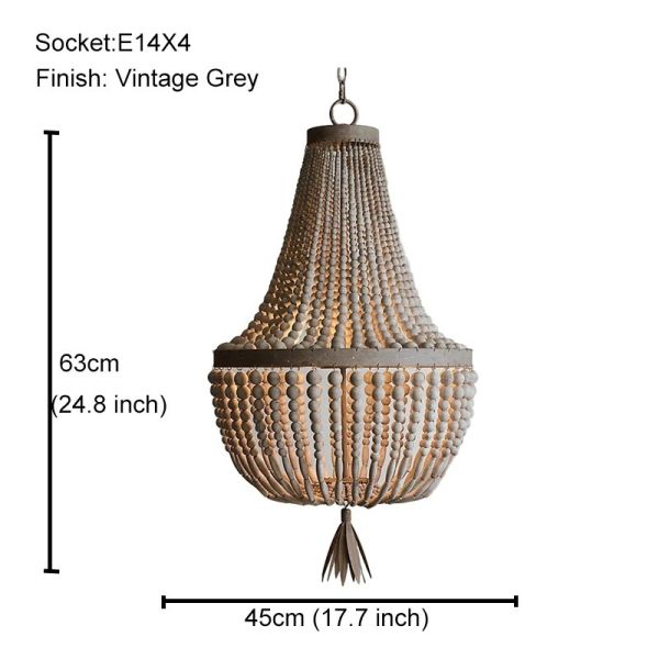 Gold Chandelier Wooden Beaded Lighting Fixture Fringe Hanging Light Silas Chandelier (WH-AP-652)