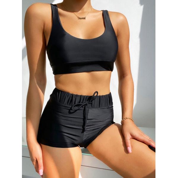 Kawalala Women Swimwear Black Padded Triangle Bikini