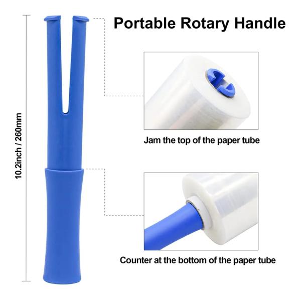Mini Handheld LLDPE Stretch Wrap Film Rotating Handles Dispenser For Cartons Wrap