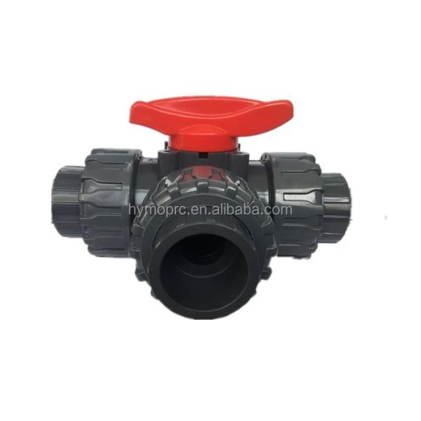 Plumbing Manufacture Plastic 2 Inch 3 Way PVC Ball Valve with Socket End Pressure 1.0MPA