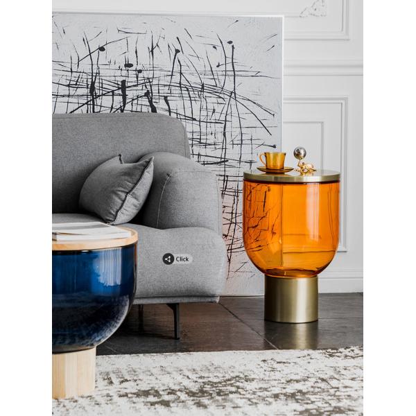 Orange Glass Edge Creative Coffee Tables Wine Cup Shape Artistic Style ODM