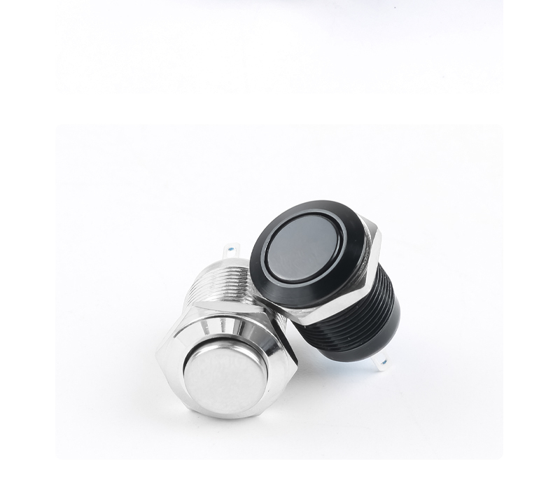12MM Metal Push Button Switch No Light High Head Flat Head Self Resetting Welding Foot 2 Pin Normally Open Small Doorbell