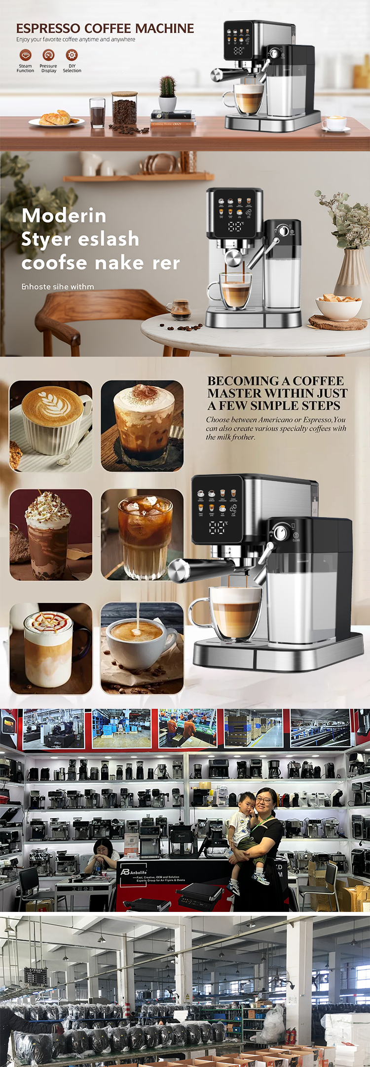 Semi Automatic Espresso Coffee Maker Silver Built In Grinder Milk Frother