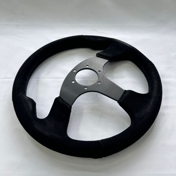 Lightweight Suede Racing Steering Wheels 6 Hole Black Suede 6061 Aluminum 350mm