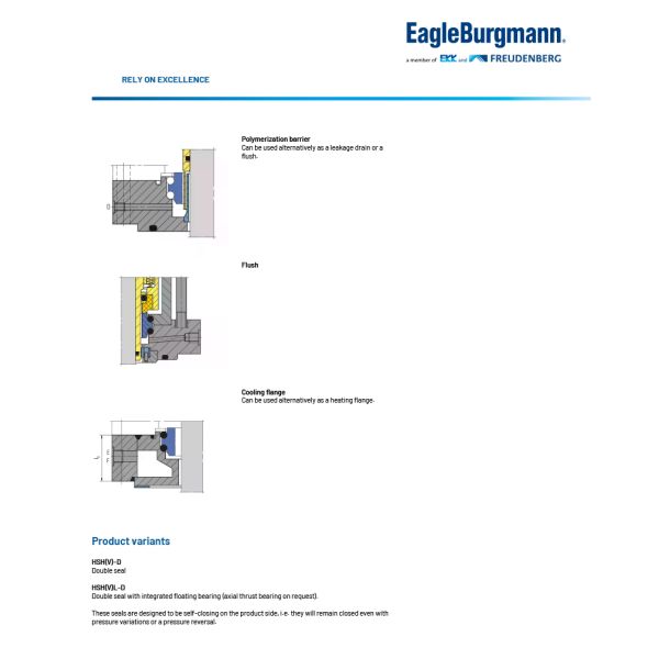 EagleBurgmann HSH-D Reaction Kettle Cartridge Mechanical Seal for Agitators