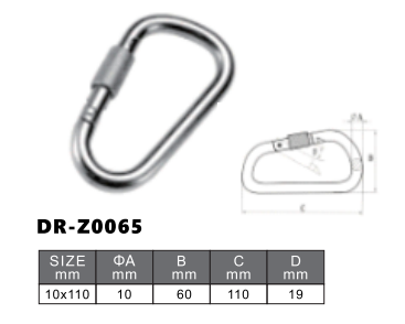 Нержавеющая сталь крюка крюка 10x110 Carabiner стальная щелчковая крюк 304 весен щелчковый