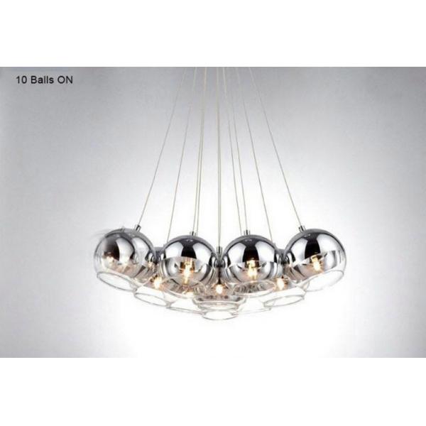 Modern Chrome Glass Balls LED Pendant Chandelier Light For Living Dining Study Room