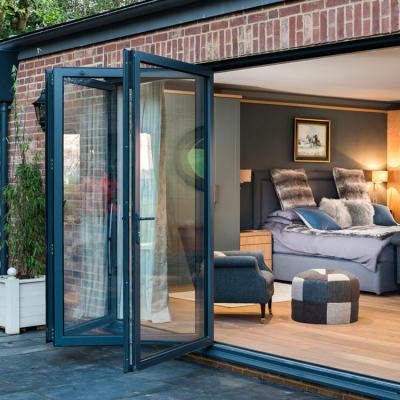Cadre en alliage d' aluminium Fermées portes et fenêtres en verre trempé, Porte pivotante en verre intérieur, Porte en verre pliable pour balcon