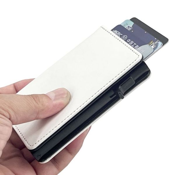 Sublimation Pu Leather Card Holder Automatic Pop Up With Aluminum Alloy Card Slots