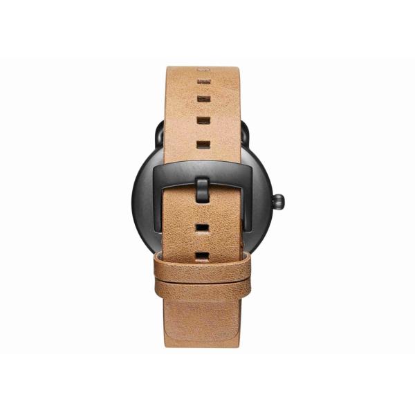 Tan leather wrist watch stainless steel back water resistant 5atm for men
