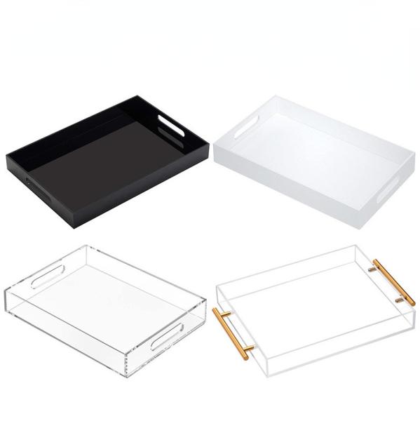 OEM ODM Clear Acrylic Serving Tray With Handles Stacking Design Customized