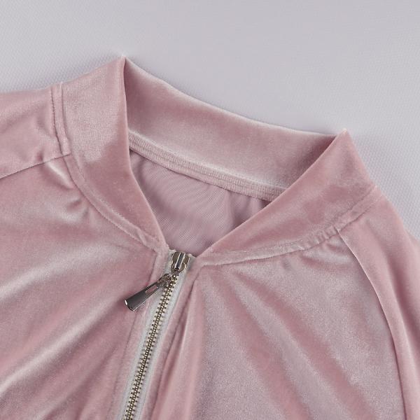 Solid Color Zipper Velvet Tracksuit Set Womens Sport Tracksuits Anti Bacterial