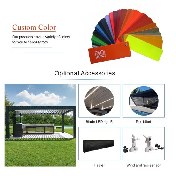Outdoor garden remote control luxury canopy waterproof rain shuttered roof