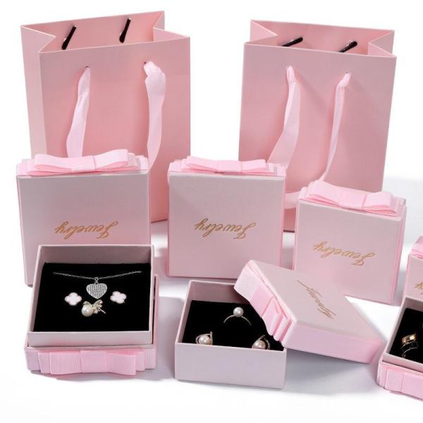 Pink Color Jewelry Gift Box Eco Friendly Hot Stamping Luxury Paper Packaging Box