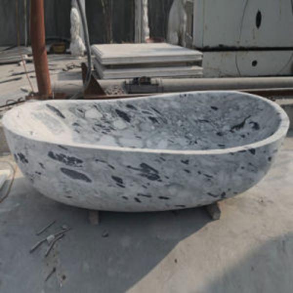 Installation Type Freestanding Modern Design Natural Stone Marble Oval Bathtub 2024