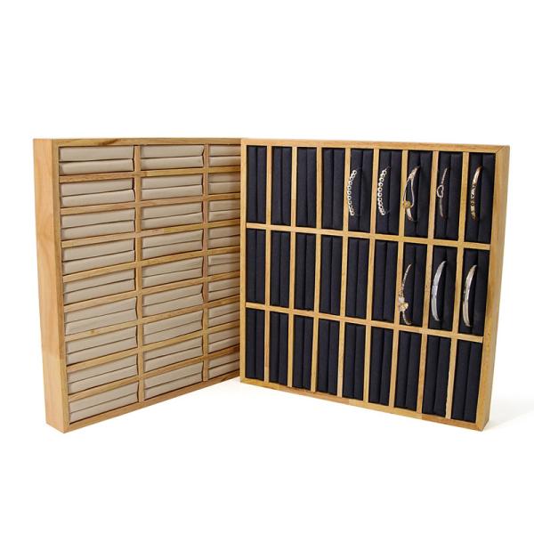 3x9 Compact Joaillerie en bois massif anneau de stockage plateau d'affichage pour le spectacle de luxe